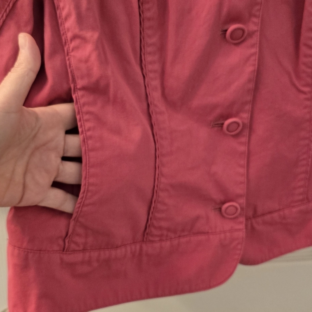 Coldwater Creek Vibrant Pink Cropped Jacket With Front Pockets, Size 12P - Picture 2 of 7